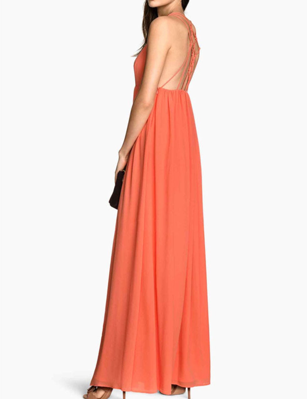 Clothing, Brown, Sleeve, Shoulder, Textile, Joint, Standing, Dress, Formal wear, One-piece garment, 