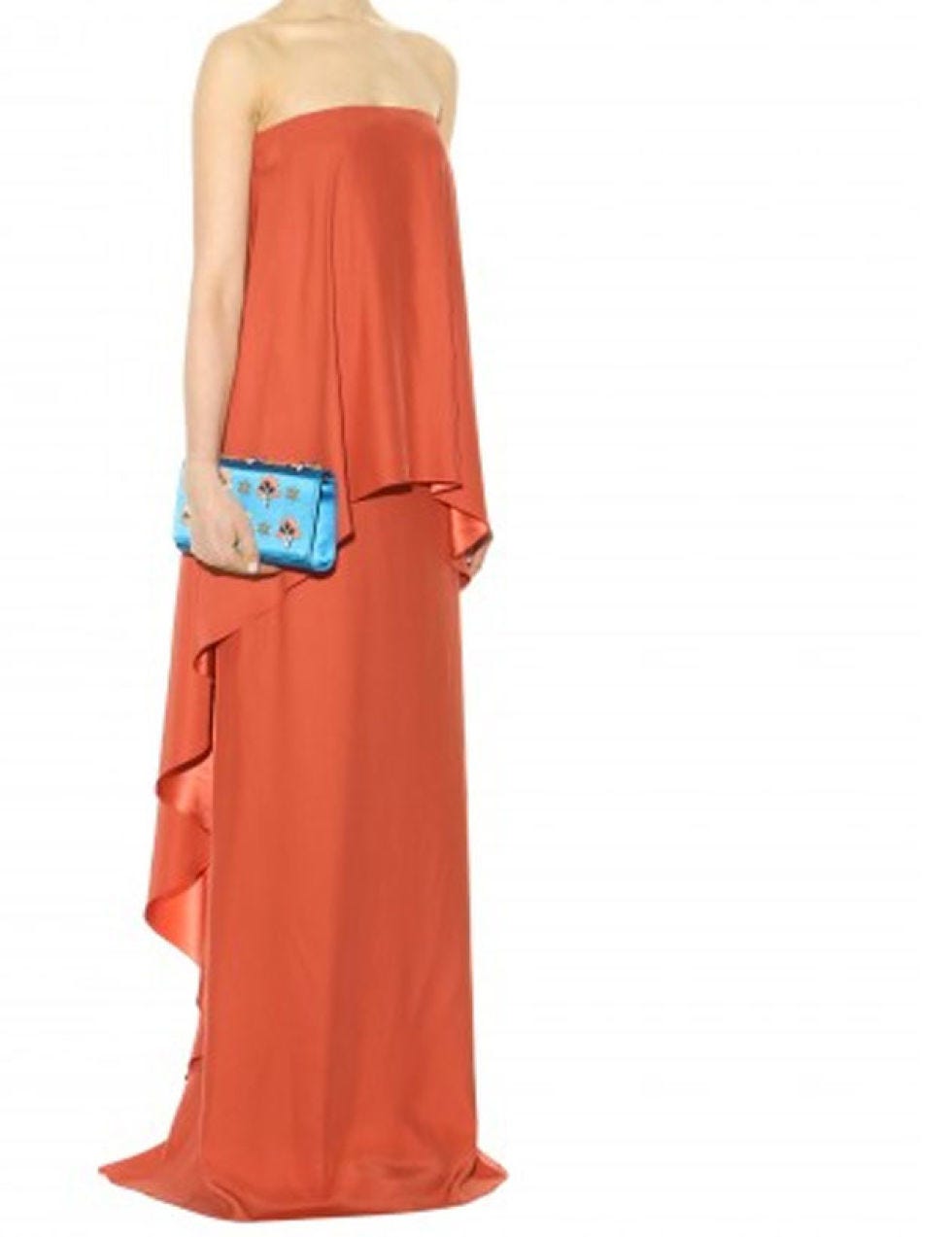 Clothing, Brown, Sleeve, Shoulder, Dress, Textile, Red, Standing, Formal wear, One-piece garment, 