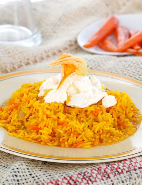 Food, Rice, Ingredient, Cuisine, Saffron rice, Recipe, Meal, Carrot, Baby carrot, Dishware, 