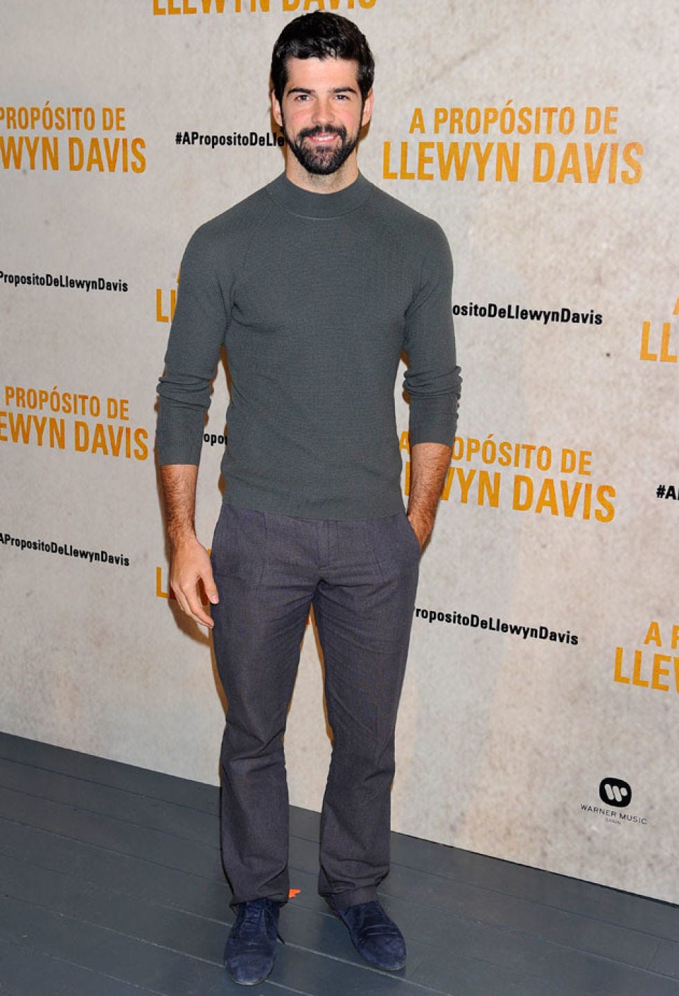 Sleeve, Standing, Style, Logo, Facial hair, Beard, Waist, Street fashion, Pocket, Fashion model, 