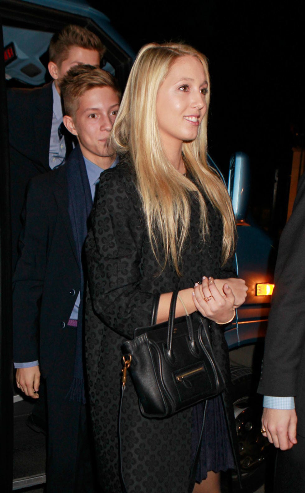 Textile, Outerwear, Coat, Leather, Leather jacket, Jacket, Blazer, Blond, Layered hair, Long hair, 