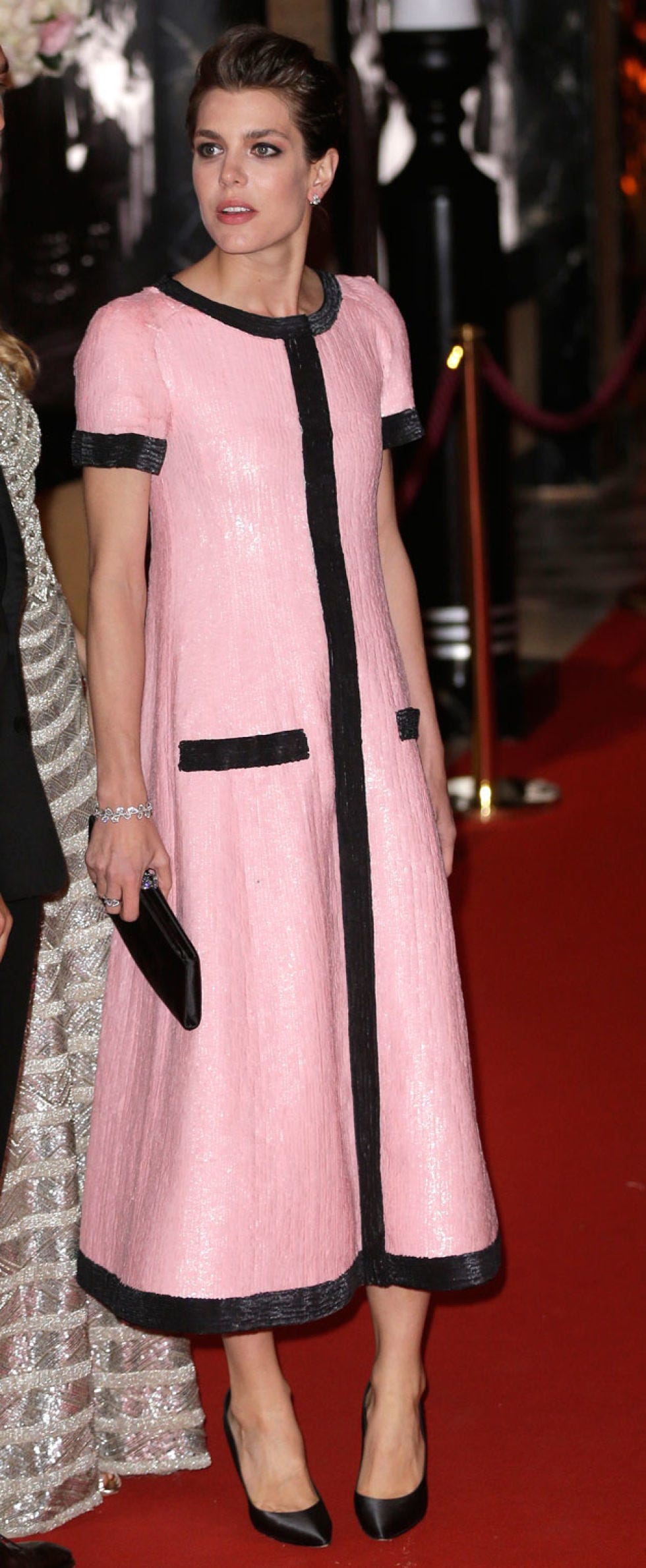 Clothing, Pink, Dress, Fashion, Carpet, Haute couture, Flooring, Fashion model, Red carpet, Peach, 