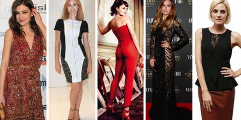 Clothing, Dress, Shoulder, Red, Waist, Formal wear, Style, Pattern, Fashion model, One-piece garment, 