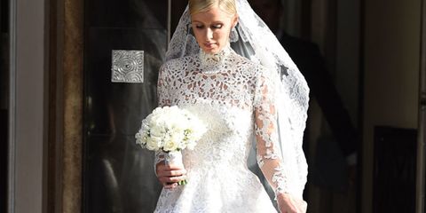 Clothing, Dress, Bridal clothing, Sleeve, Shoulder, Textile, Wedding dress, Photograph, Bride, Bridal veil, 