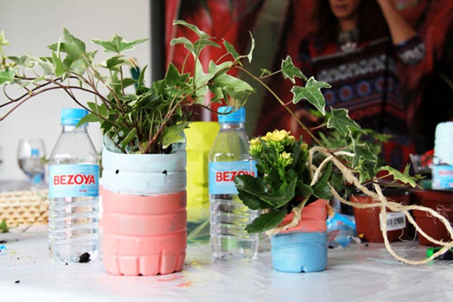Bottle, Plastic bottle, Liquid, Drinkware, Majorelle blue, Bottle cap, Aqua, Ingredient, Flowerpot, Herb, 