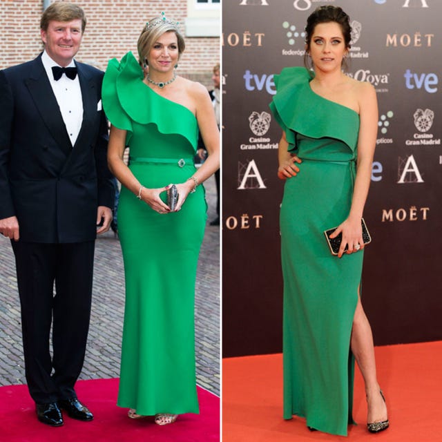 Clothing, Green, Flooring, Dress, Trousers, Shoulder, Red, Coat, Joint, Outerwear, 