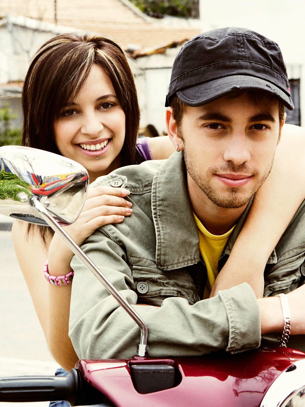 Cap, Smile, Eye, Happy, Fashion accessory, Beard, Bag, Jacket, Facial hair, Baseball cap, 