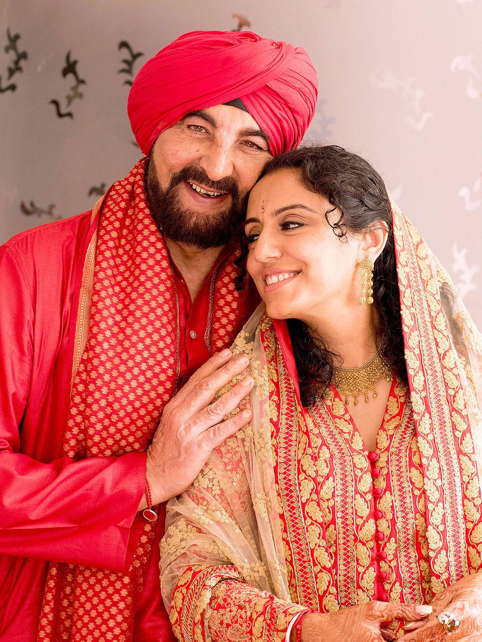 Smile, People, Forehead, Textile, Happy, Facial expression, Pattern, Facial hair, Interaction, Headgear, 