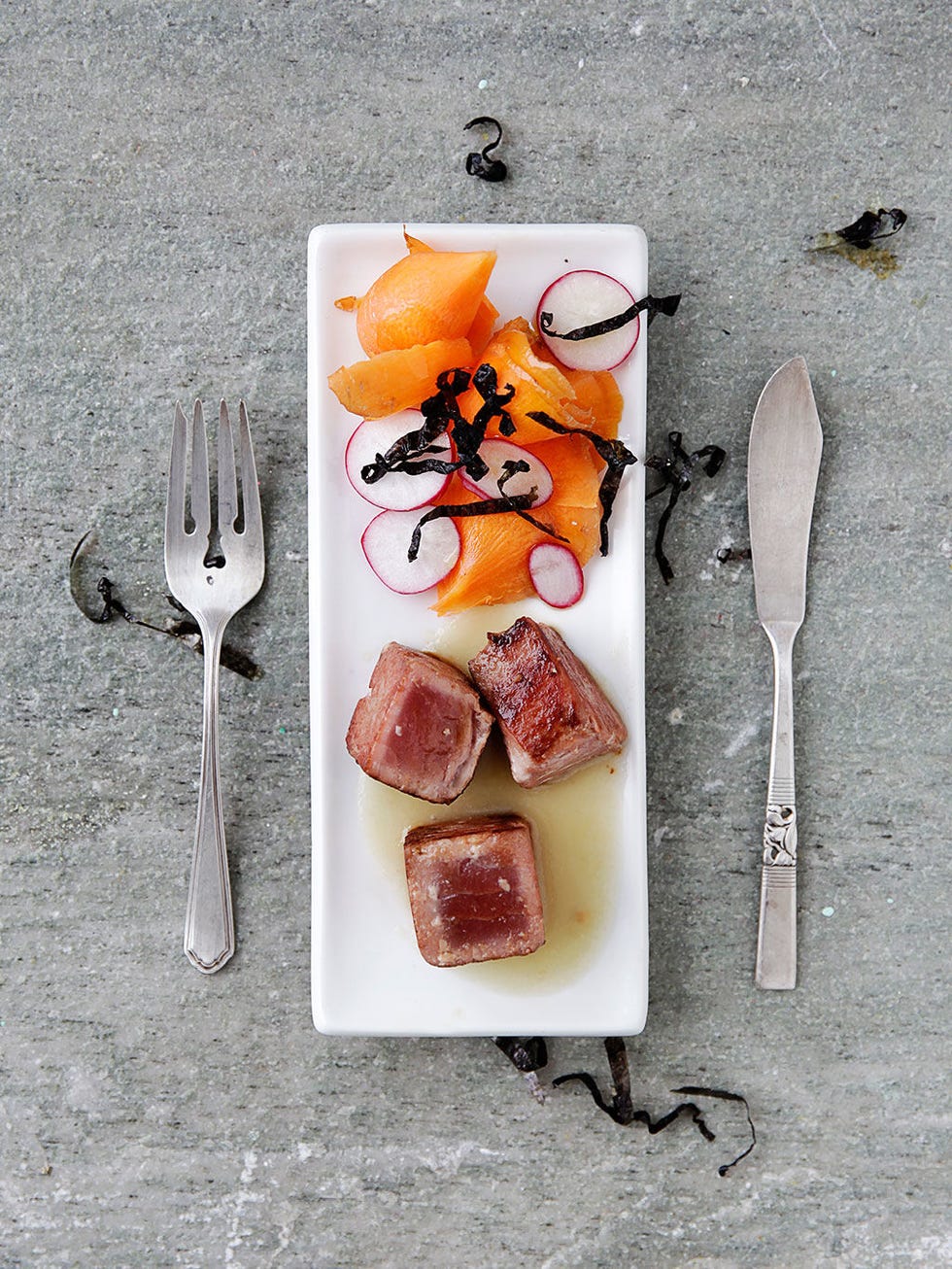 Dishware, Food, Tableware, Cutlery, Kitchen utensil, Ingredient, Knife, Grey, Fork, Peach, 