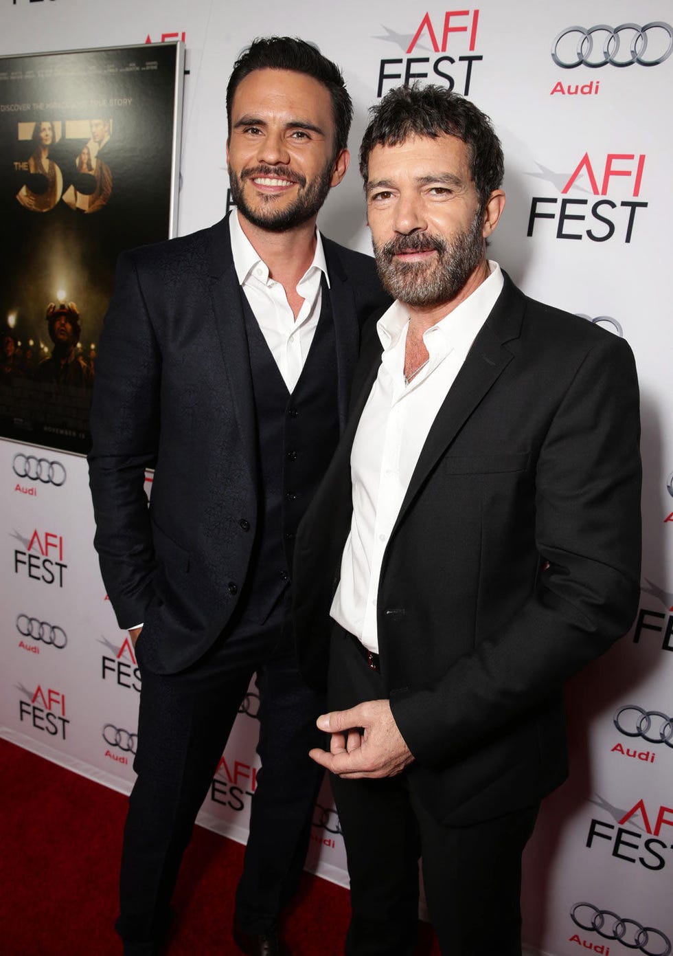 Coat, Facial hair, Hairstyle, Trousers, Shirt, Suit, Outerwear, Flooring, Premiere, Formal wear, 