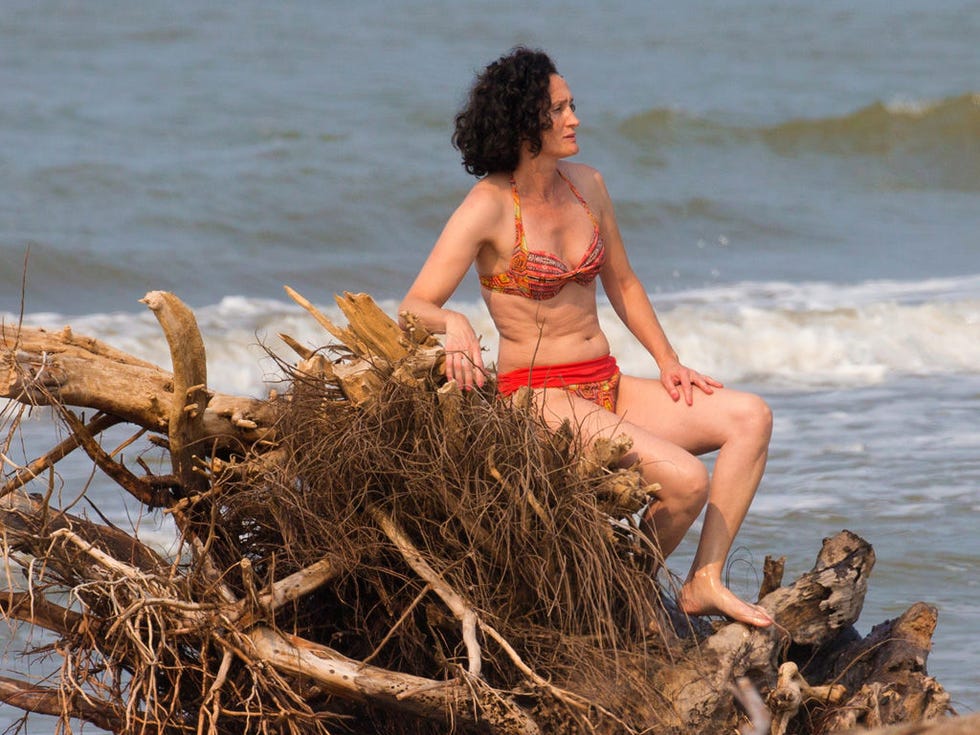 Wood, Human, Human leg, People in nature, Summer, Brassiere, Driftwood, Thigh, Vacation, Beauty, 
