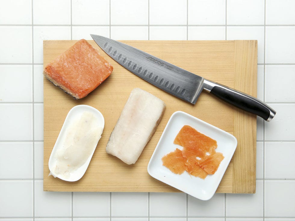 Food, Cuisine, Kitchen knife, Ingredient, Peach, Dish, Kitchen utensil, Cutting board, Chemical compound, Animal product, 