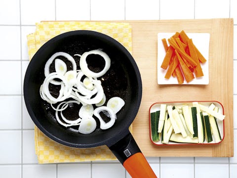 Food, Cuisine, Ingredient, Frying pan, Breakfast, Kitchen utensil, Cookware and bakeware, Meal, Dish, Tile, 