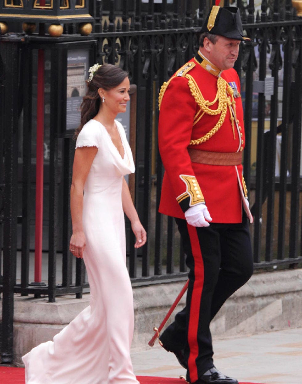 Trousers, Dress, Red, Outerwear, Hat, Style, Formal wear, Fashion accessory, Costume accessory, Fashion, 