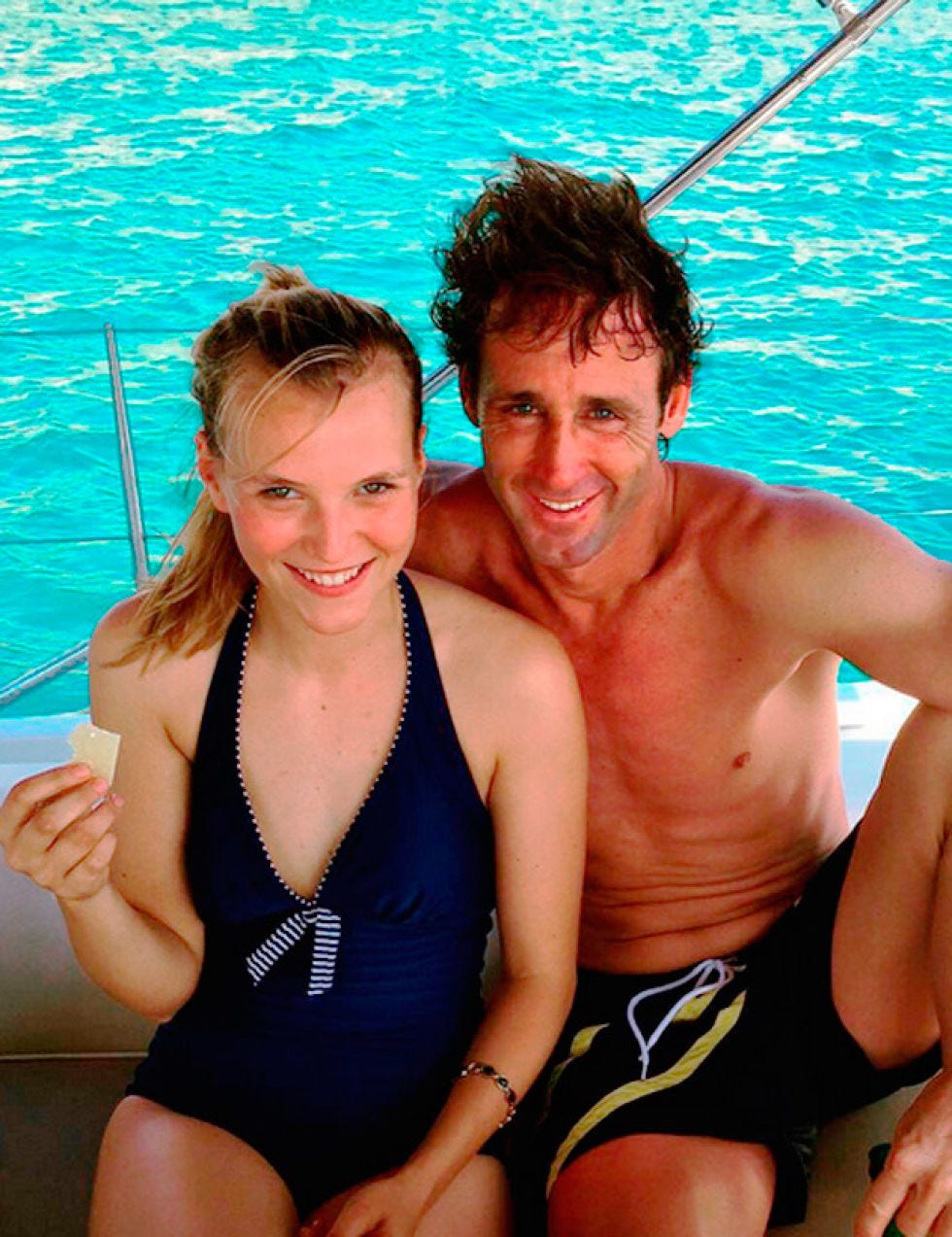 Smile, Fun, Recreation, Chest, Facial expression, Summer, Thigh, Muscle, Swimwear, Vacation, 