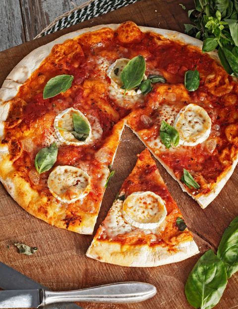 Food, Pizza, Ingredient, Baked goods, Dish, Recipe, Plate, California-style pizza, Cuisine, Pizza cheese, 