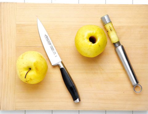 Yellow, Wood, Food, Produce, Fruit, Kitchen utensil, Kitchen knife, Stationery, Hardwood, Natural foods, 