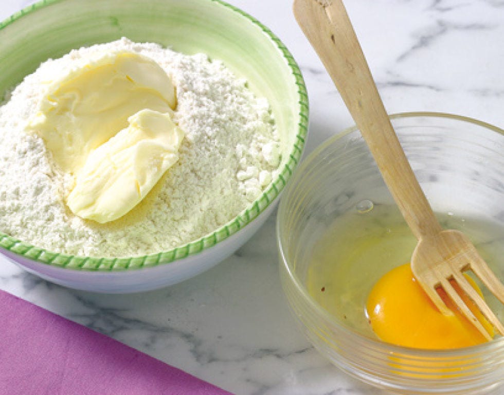 Yellow, Ingredient, Food, Kitchen utensil, Flour, Bowl, Mixing bowl, Spoon, Mascarpone, Powder, 