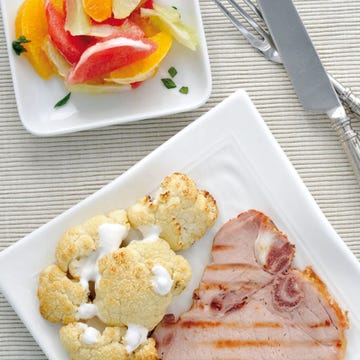 Food, Dishware, Cuisine, Ingredient, Kitchen utensil, Tableware, Pork, Peach, Cutlery, Serveware, 