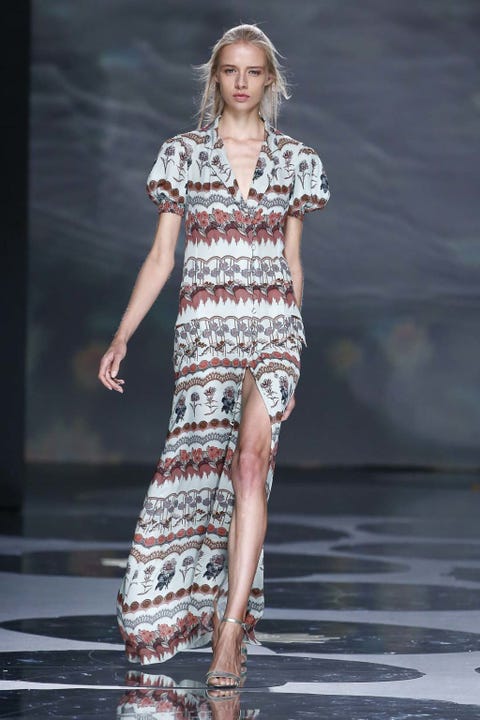 Clothing, Fashion show, Human body, Shoulder, Dress, Joint, Runway, Fashion model, Style, One-piece garment, 
