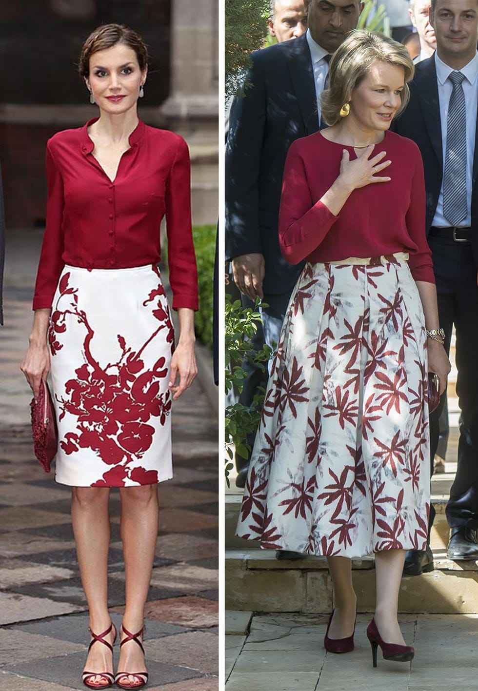 Clothing, Coat, Red, Textile, Outerwear, Suit, Style, Pattern, Tie, Formal wear, 