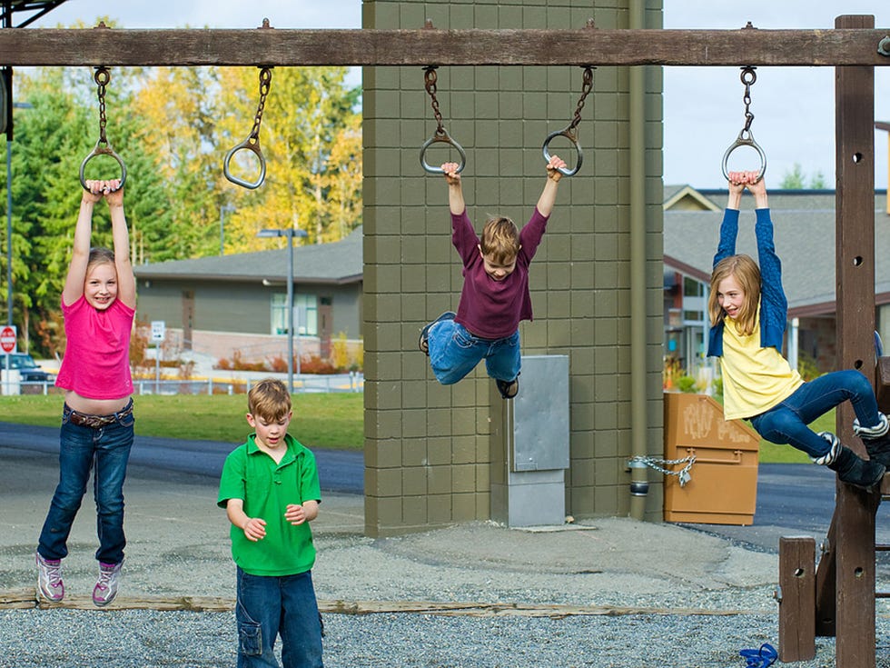 Fun, Recreation, Public space, Jeans, Denim, Leisure, Outdoor recreation, Outdoor play equipment, Swing, Playing sports, 