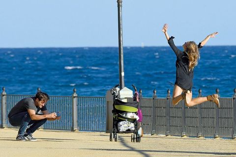 Tourism, Ocean, Baby Products, Baby carriage, Sea, Holiday, Bench, Exercise, Backpack, Balance, 