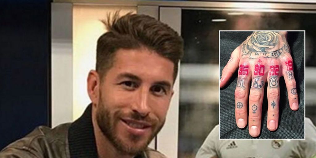22 March 2018, Germany, Duesseldorf, Spain vs. Germany, Soccer press  conference Spanish national team: A view of Sergio Ramos' tattooed  underarms during the press conference. Spain is going to play on Friday