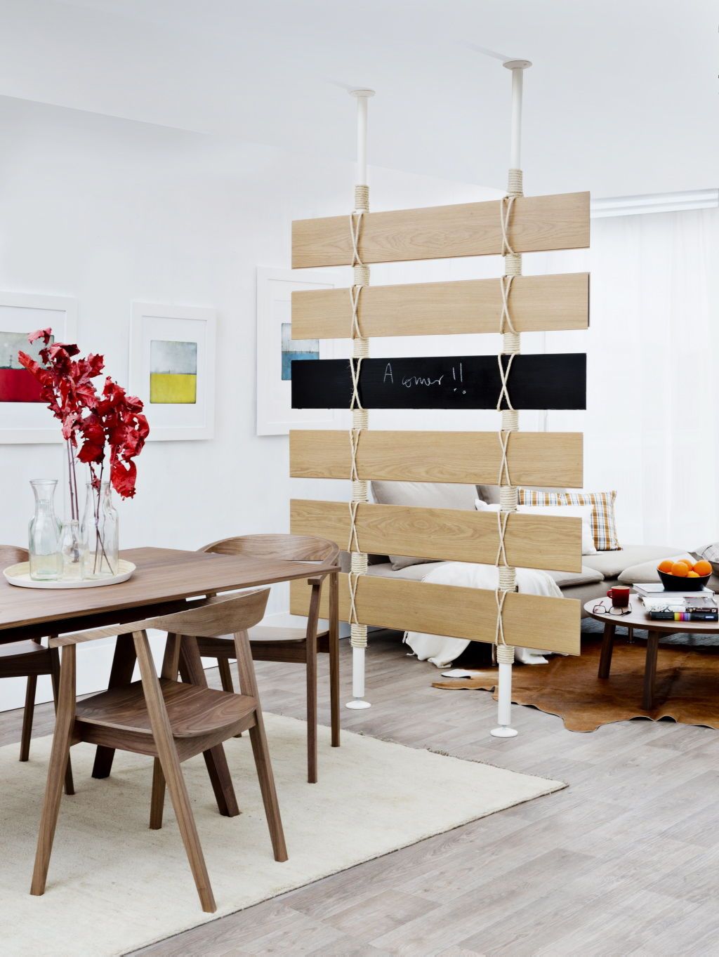 Rose Home Fashion - Biombo plegable de madera maciza de 5.6 pies de alto,  ideal para dividir habitaciones y brindar privacidad