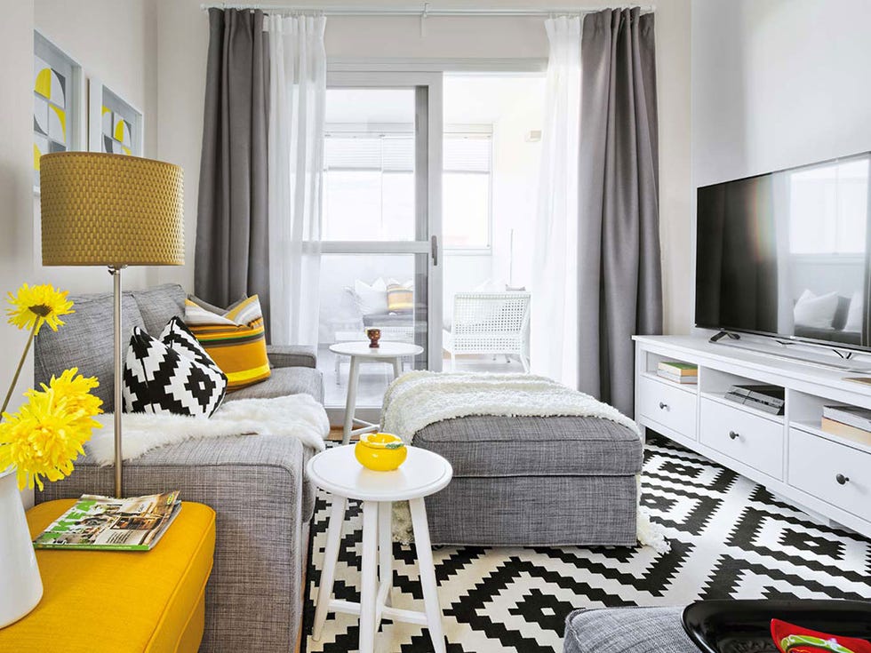 Room, Interior design, Yellow, Floor, Textile, Flooring, Furniture, Home, Wall, Table, 