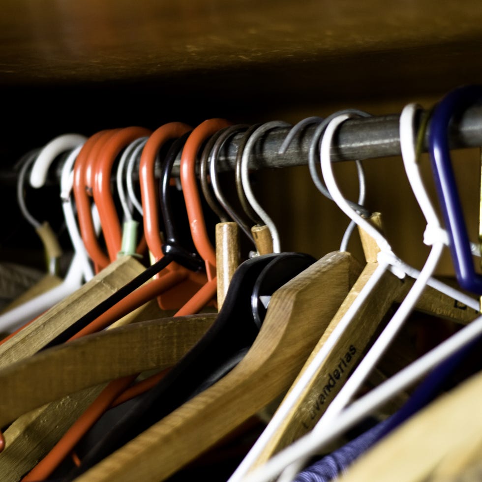 Brown, Carmine, Orange, Electric blue, Close-up, Clothes hanger, Steel, 