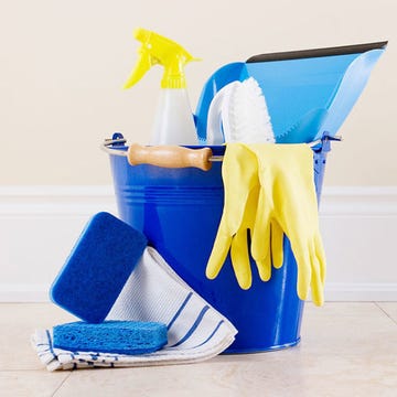 Blue, Floor, Electric blue, Flooring, Majorelle blue, Household supply, Cobalt blue, Costume accessory, Plastic, Household cleaning supply, 