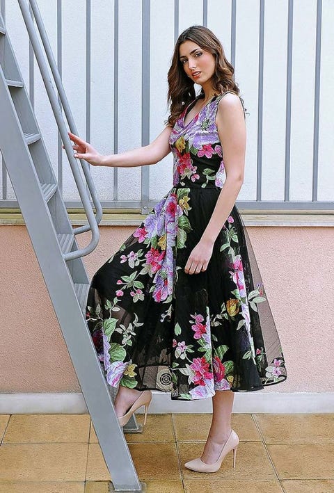 Clothing, Shoulder, Joint, Dress, Pink, One-piece garment, Street fashion, Day dress, Fashion, Pattern, 