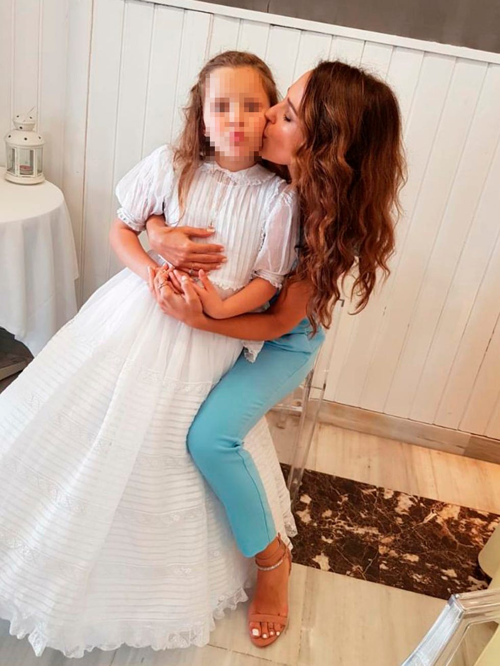 Turquoise, Long hair, Dress, Textile, Child, Comfort, 