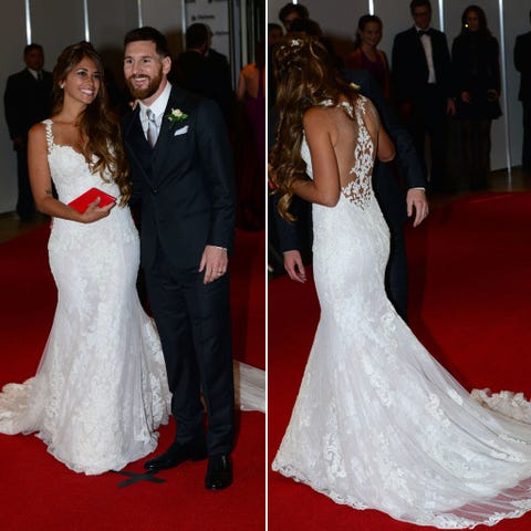 Antonela Roccuzzo de Rosa Clará en su boda Antonela Roccuzzo de Rosa Clará en su boda