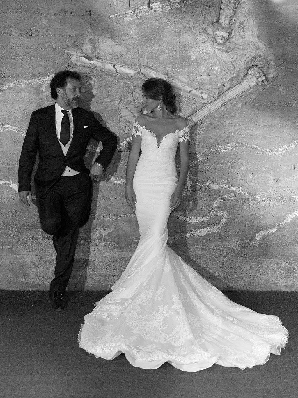 Bride, Wedding dress, Photograph, Gown, White, Dress, Black, Bridal clothing, Black-and-white, Monochrome photography, 