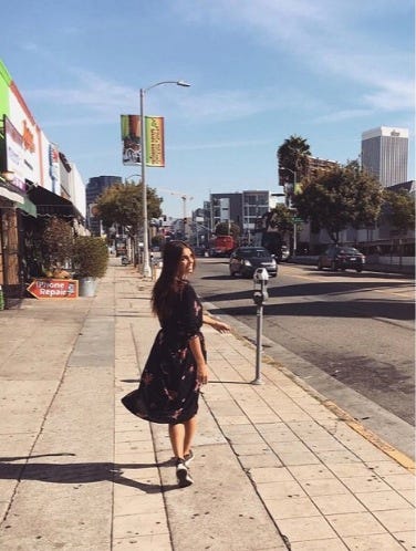 Photograph, Snapshot, Urban area, Yellow, Standing, Fashion, Dress, City, Footwear, Photography, 