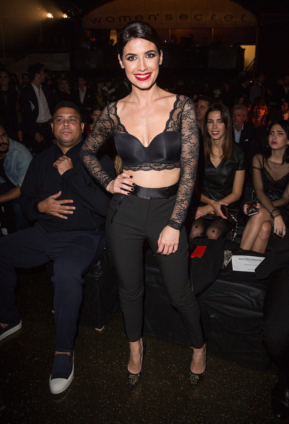 Clothing, Fashion, Event, Textile, Leg, Dress, Fashion design, Fashion show, Black hair, See-through clothing, 