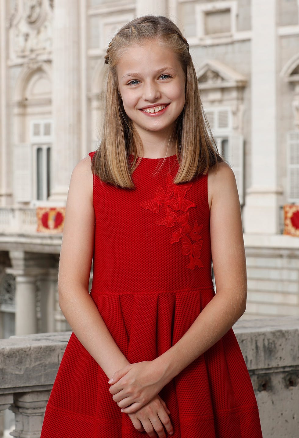 Clothing, Red, Dress, Beauty, Fashion, Neck, Blond, Child model, Cocktail dress, Fashion model, 