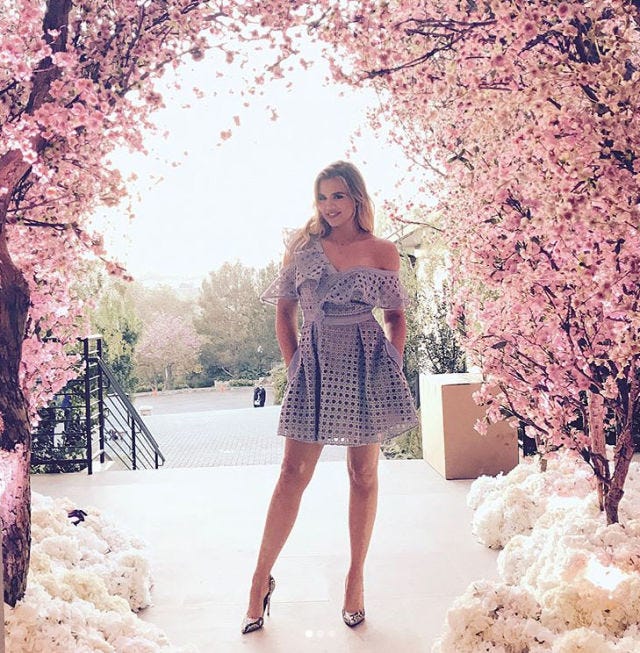 Clothing, Pink, Dress, Beauty, Fashion, Spring, Shoulder, Blossom, Street fashion, Flower, 