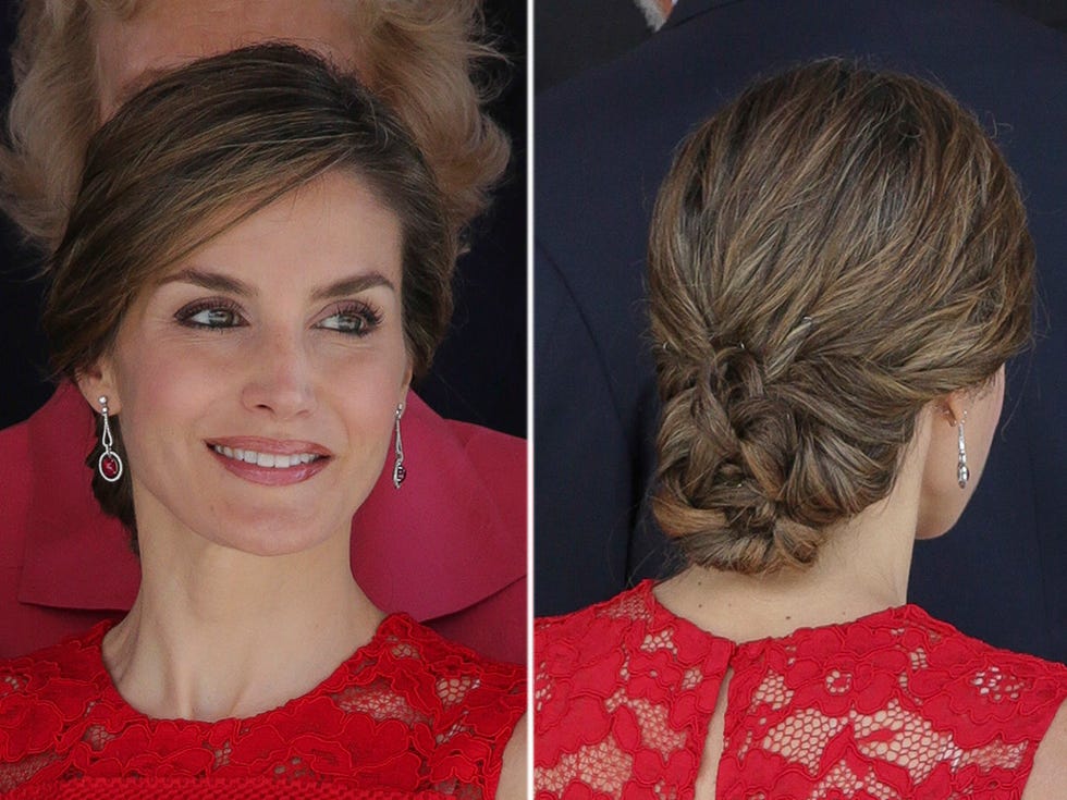 Hair, Face, Hairstyle, Chin, Eyebrow, Blond, Nose, Neck, Makeover, Chignon, 