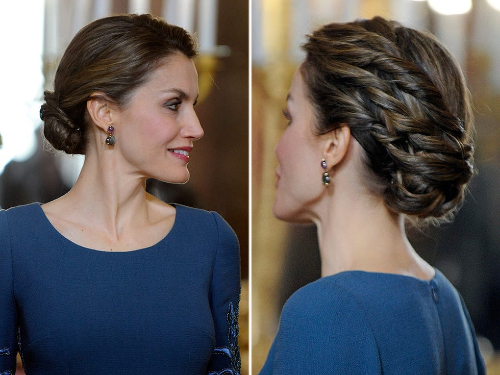 Hair, Hairstyle, Chin, Long hair, Beauty, Brown hair, Neck, Ear, Braid, Chignon, 