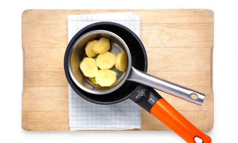 Food, Cuisine, Dish, Ingredient, Tableware, Cookware and bakeware, Potato, Spoon, Produce, 