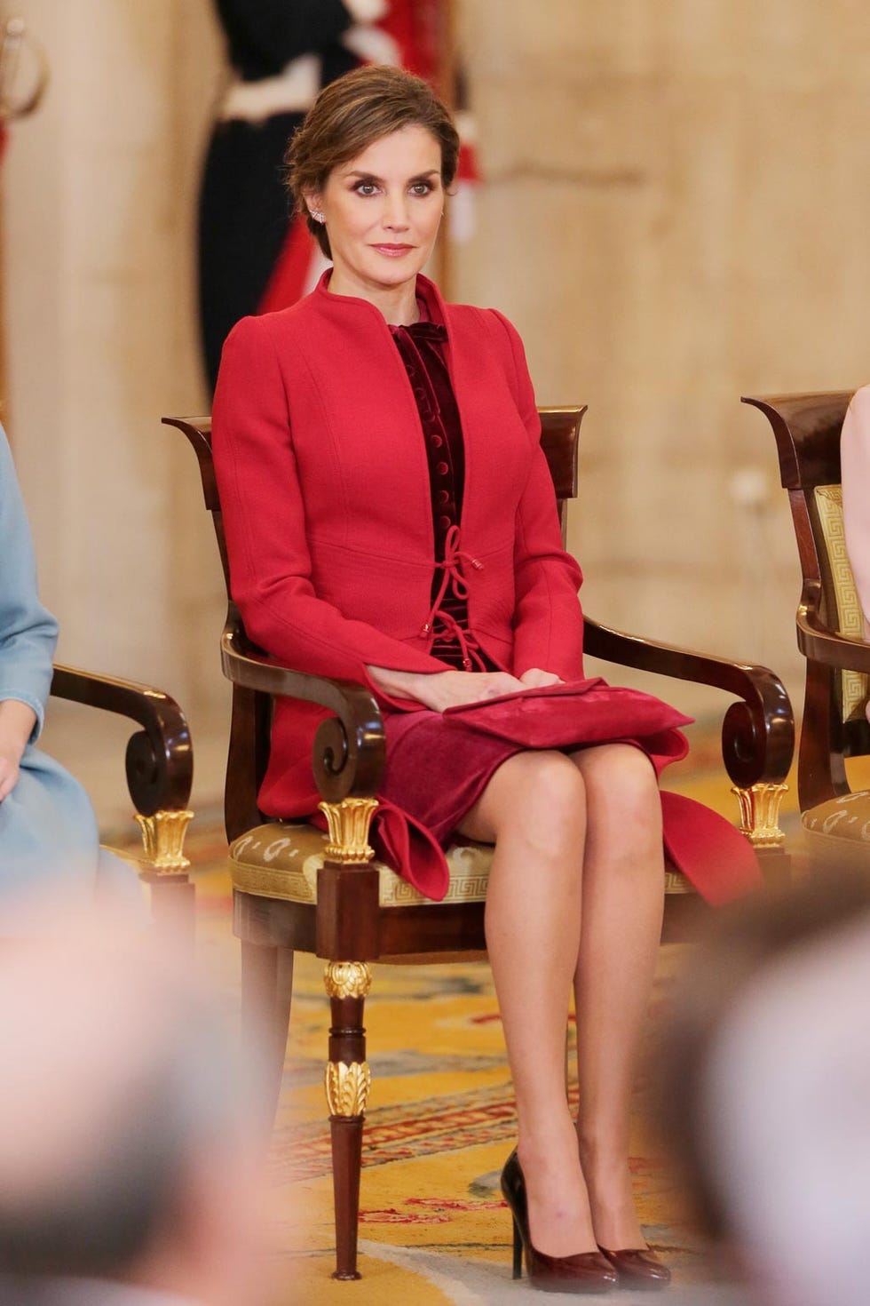 Letizia con un look de Felipe Varela en la entrega del Toisón de Oro a la princesa Leonor