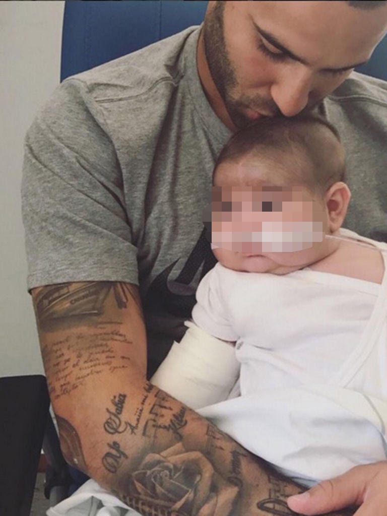 Arm, Tattoo, Joint, Tattoo artist, Child, Muscle, Leg, Temporary tattoo, Elbow, Baby, 