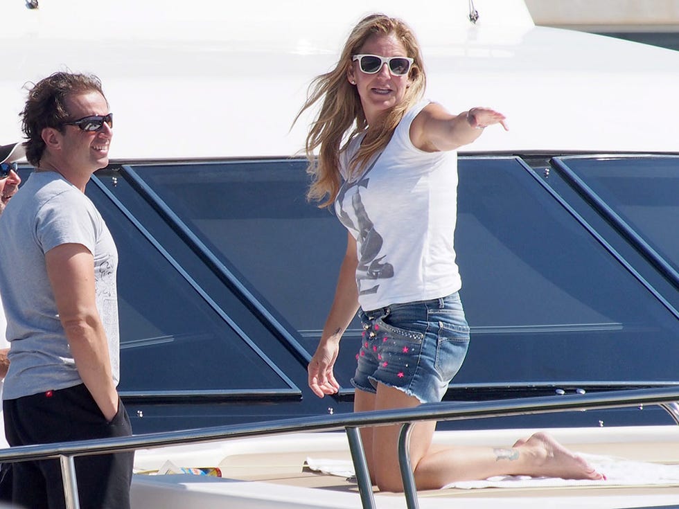 Eyewear, Sunglasses, Luxury yacht, Denim, Fashion, Vacation, Jeans, Leg, Shorts, Summer, 