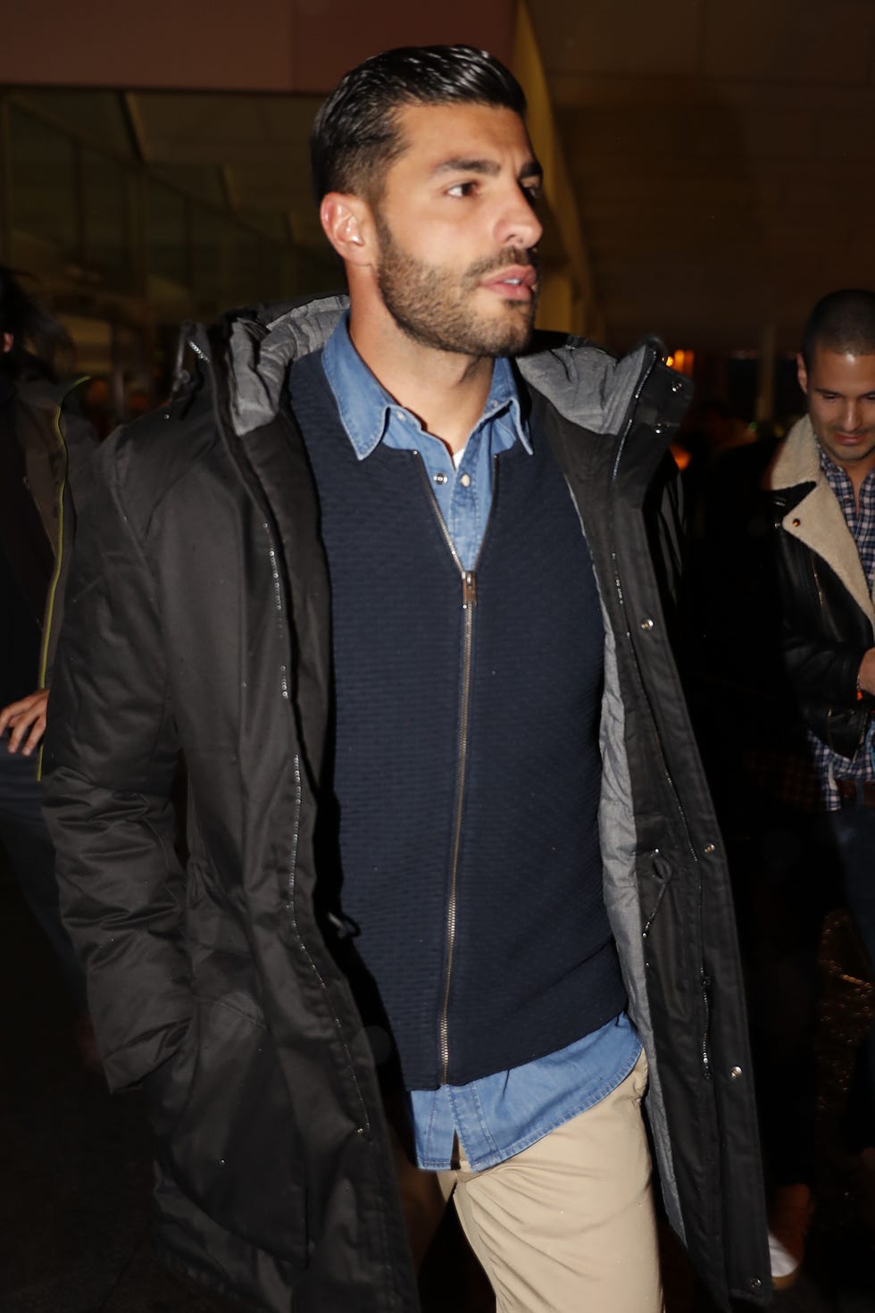 Jacket, Leather jacket, Facial hair, Outerwear, Leather, Fashion, Cool, Textile, Jeans, Event, 