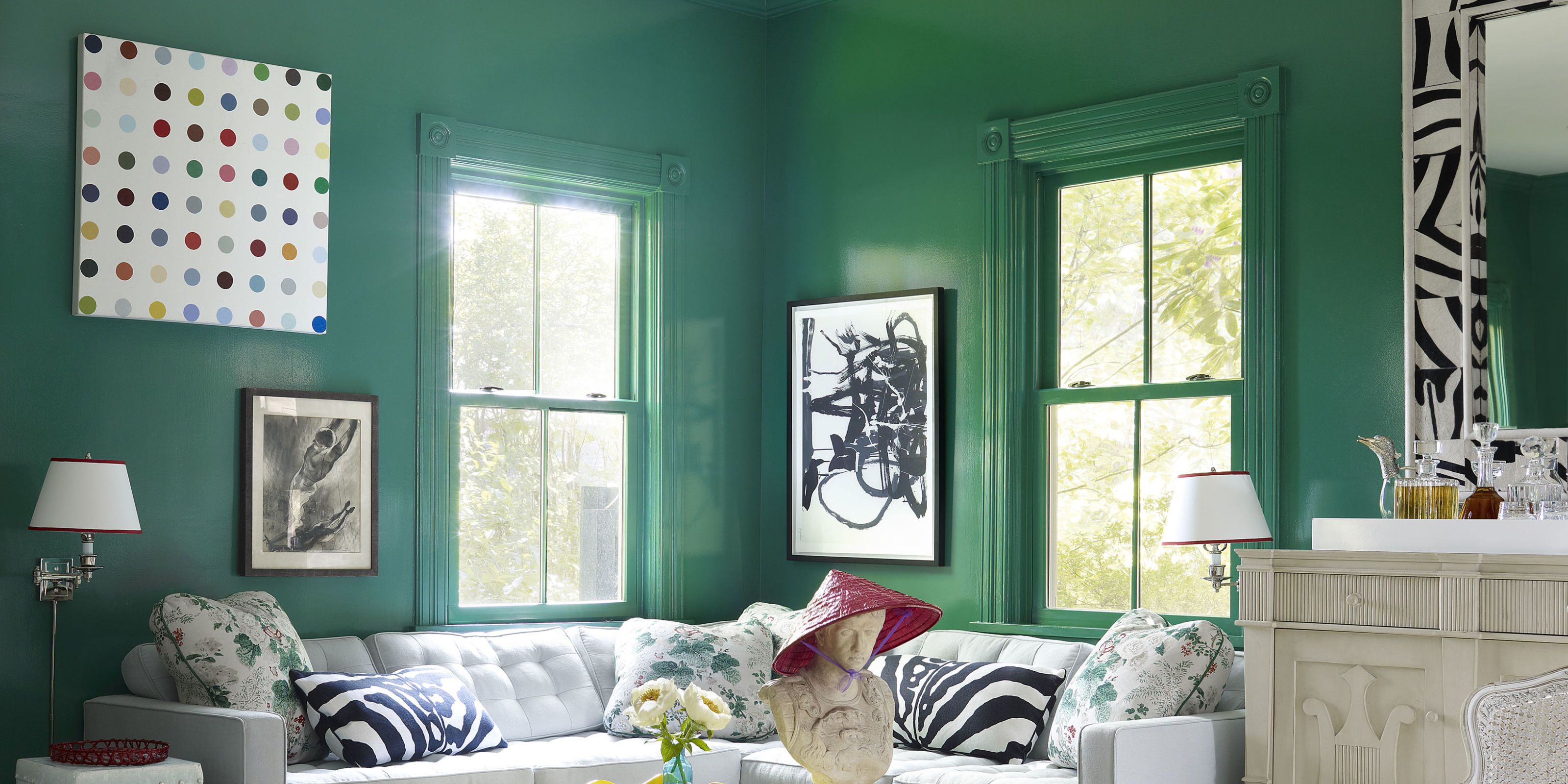 Image of living room green walls