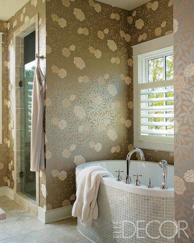 15 Bathroom Wallpaper Ideas - Wall Coverings for Bathrooms - Elle Decor