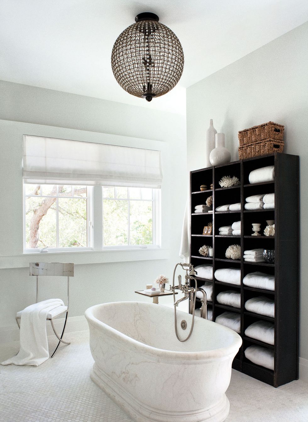 Glass Shelf over Sink - Traditional - bathroom - Elle Decor